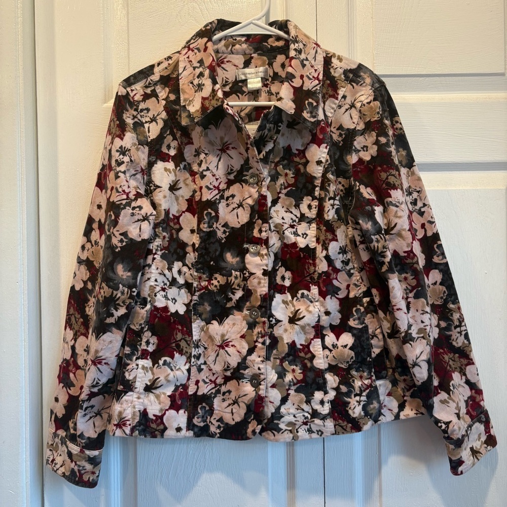 Christopher & Banks Floral Corduroy Button Up Jacket NWT - Size Large